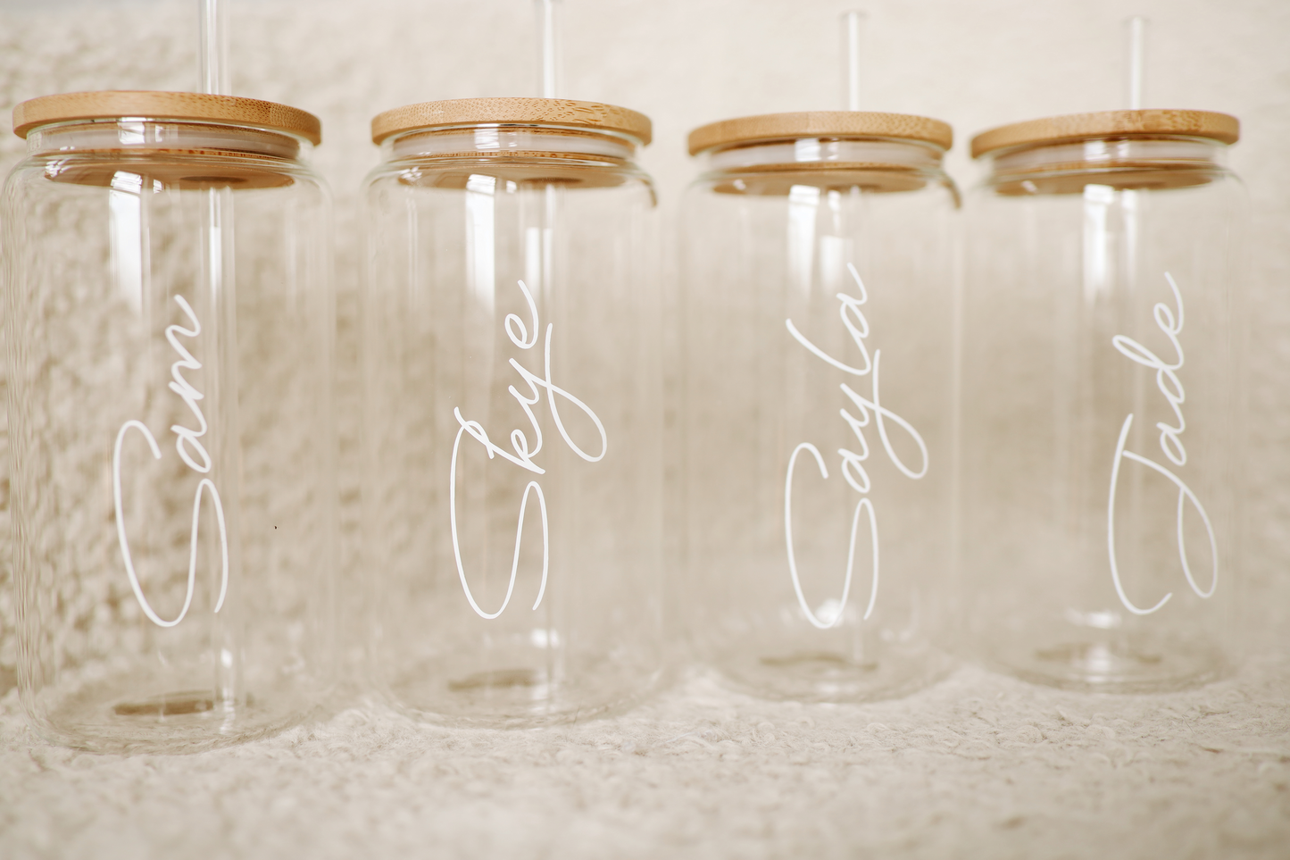 Can Glass Tumbler with Bamboo Lid
