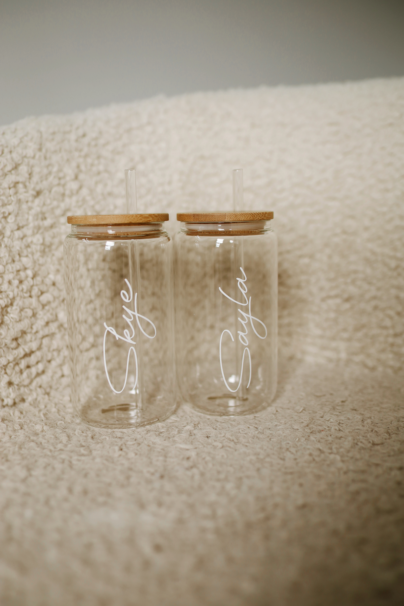 Can Glass Tumbler with Bamboo Lid